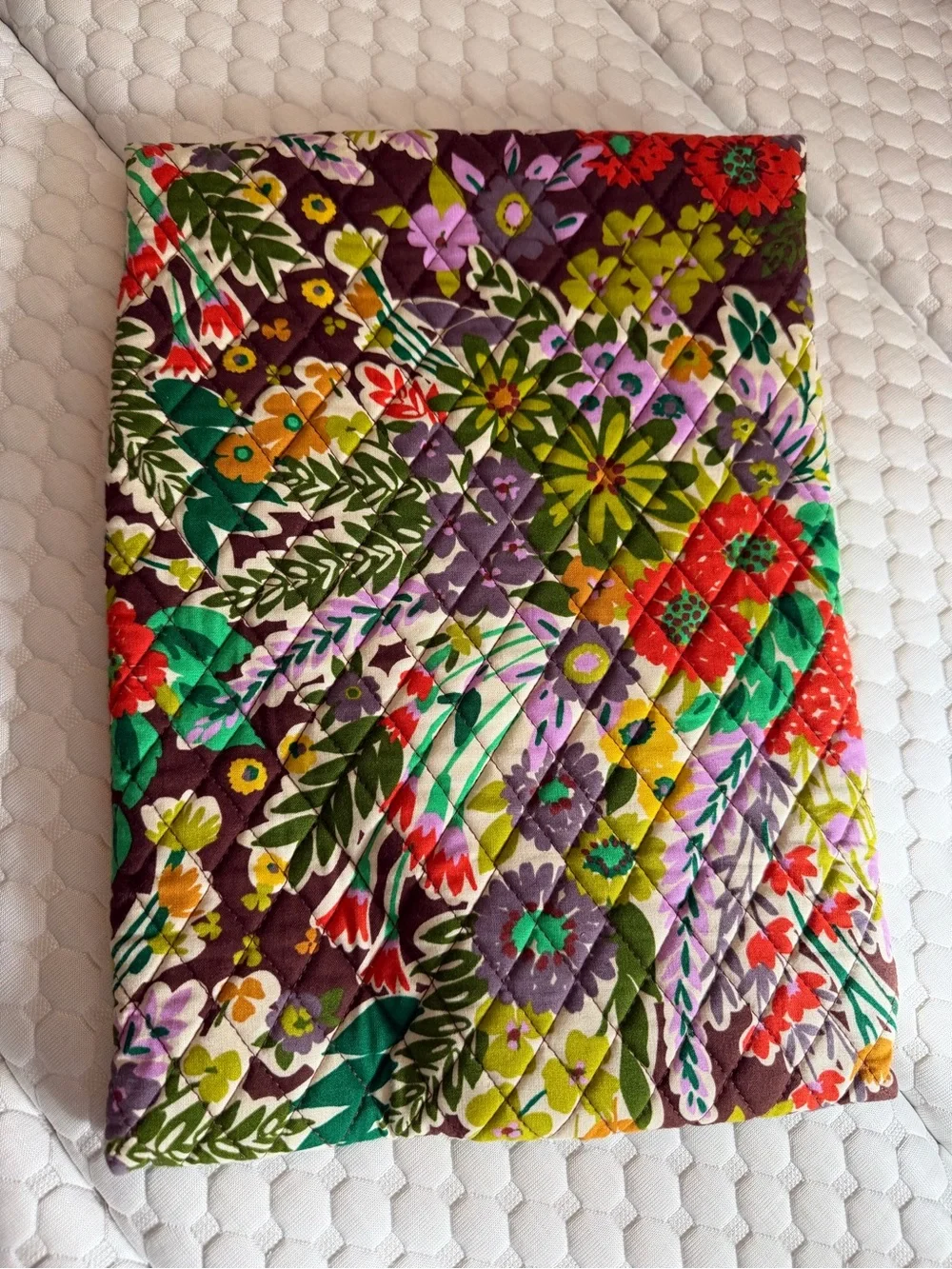 Vera Bradley Floral Quilted Laptop Sleeve in Brown, Green, Red, Purple
